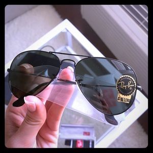 Ray Ban Black Aviator Metal Sunglasses